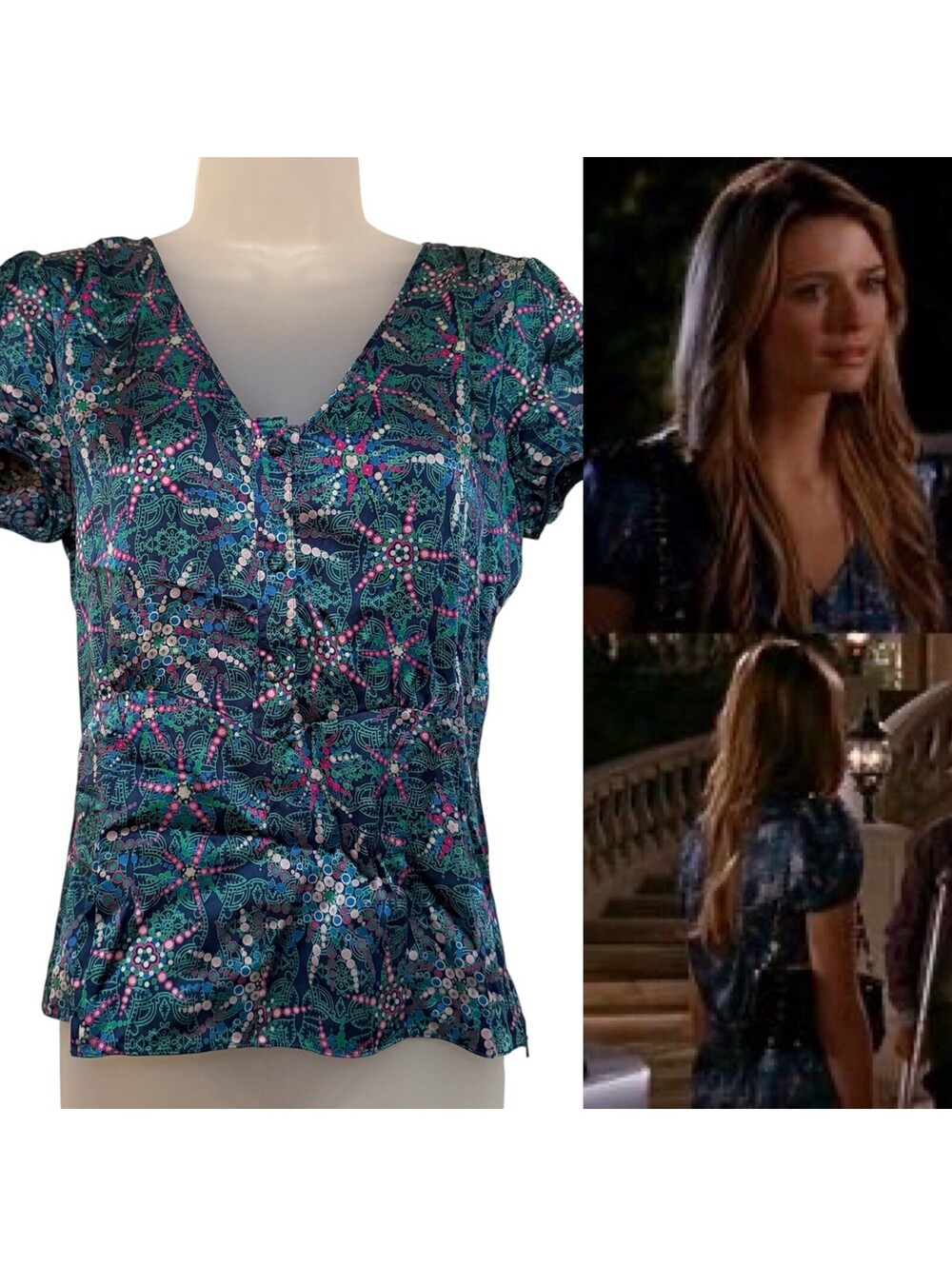 ASO Marissa Cooper The OC Marc Jacobs Silk Print Blouse Size 2